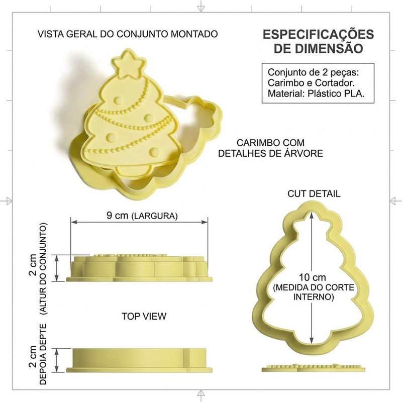 Cortador com Carimbo Árvore de Natal 10cm Ref. 413854 BlueStar (02 peças)
