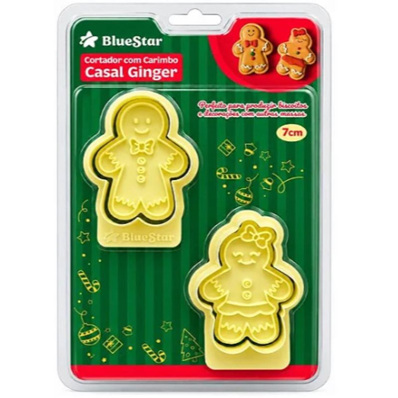 Cortadores com Carimbo Casal Ginger 7cm Ref. 414455 BlueStar (04 peças)