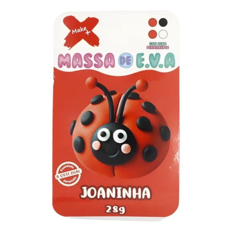 Massa de EVA C/ 4 Cores Joaninha Ref.: 13057 Make+ (28 gramas)