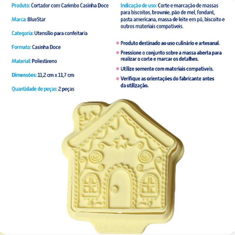 Cortador com Carimbo Casinha Doce 10cm Ref. 414370 BlueStar (02 peças)