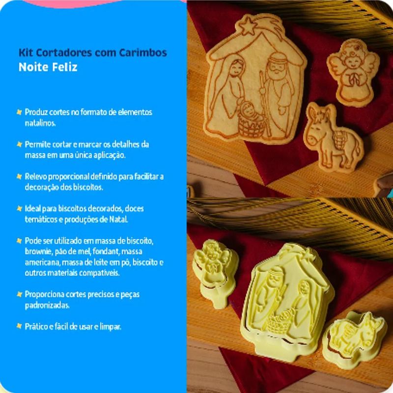 Cortadores com Carimbo Noite Feliz 10x5cm Ref. 414431 BlueStar (06 peças)