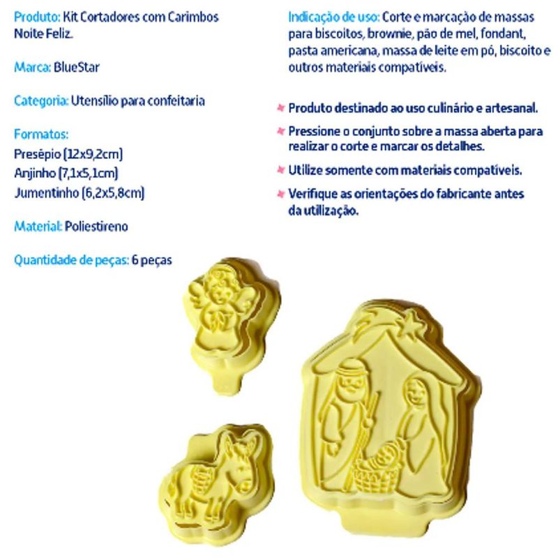 Cortadores com Carimbo Noite Feliz 10x5cm Ref. 414431 BlueStar (06 peças)