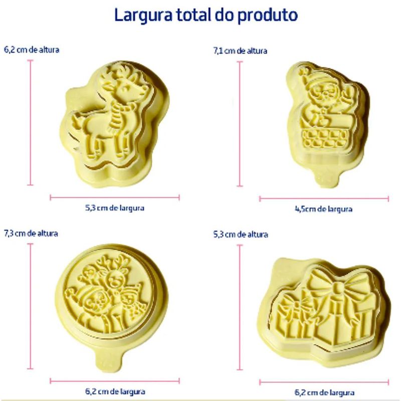Cortadores com Carimbo Natal do Noel 5cm Ref. 414448 BlueStar (08 peças)