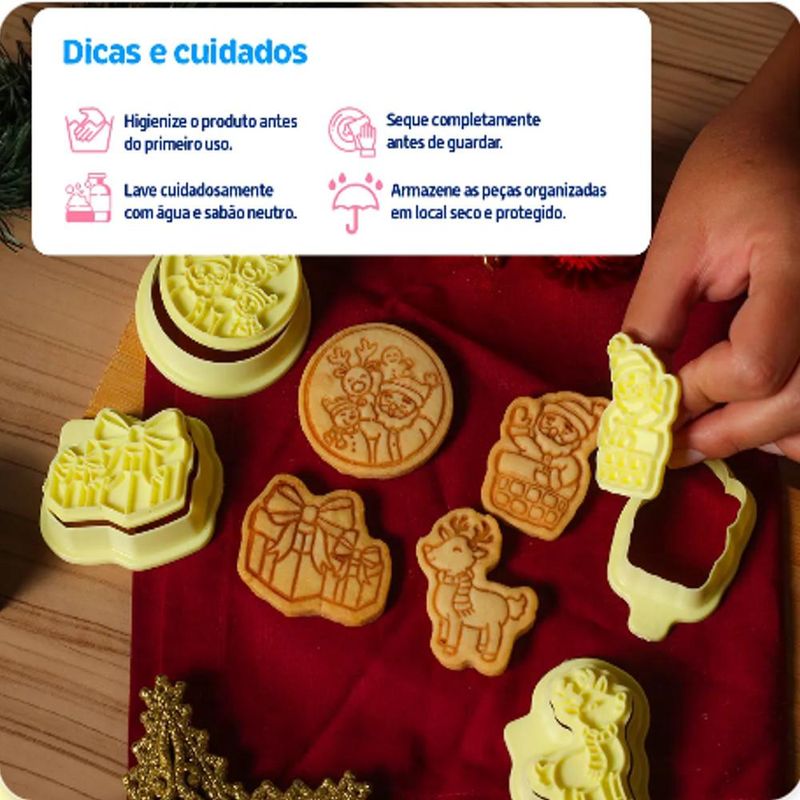 Cortadores com Carimbo Natal do Noel 5cm Ref. 414448 BlueStar (08 peças)