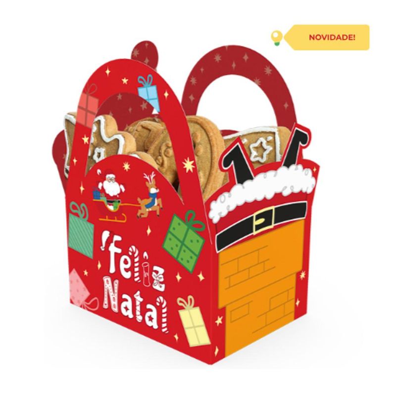 Cachepot com Alça Chaminé Natal Divertido 12x19x16cm Ref. C6243 Ideia (01 unidade)