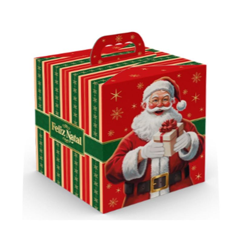 Caixa com Visor Janela Panetone Feliz Natal 15x15x17cm Ref. C6151 Ideia (01 unidade)