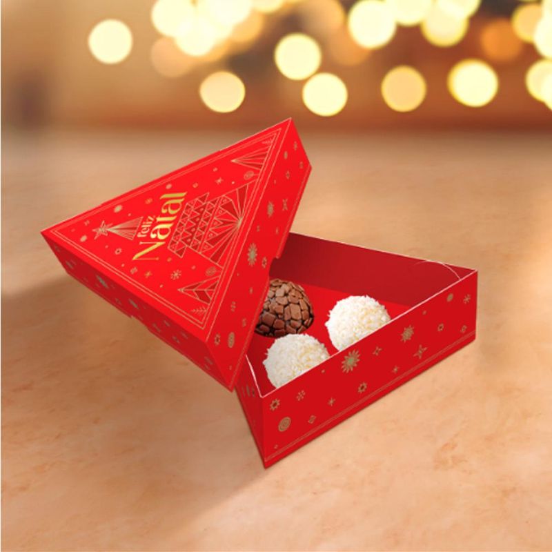 Caixa Árvore 3 Doces Brilhos de Natal 13.5x13.5x4cm C6212 Ideia (01 unidade)