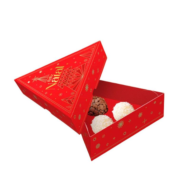Caixa Árvore 3 Doces Brilhos de Natal 13.5x13.5x4cm C6212 Ideia (01 unidade)