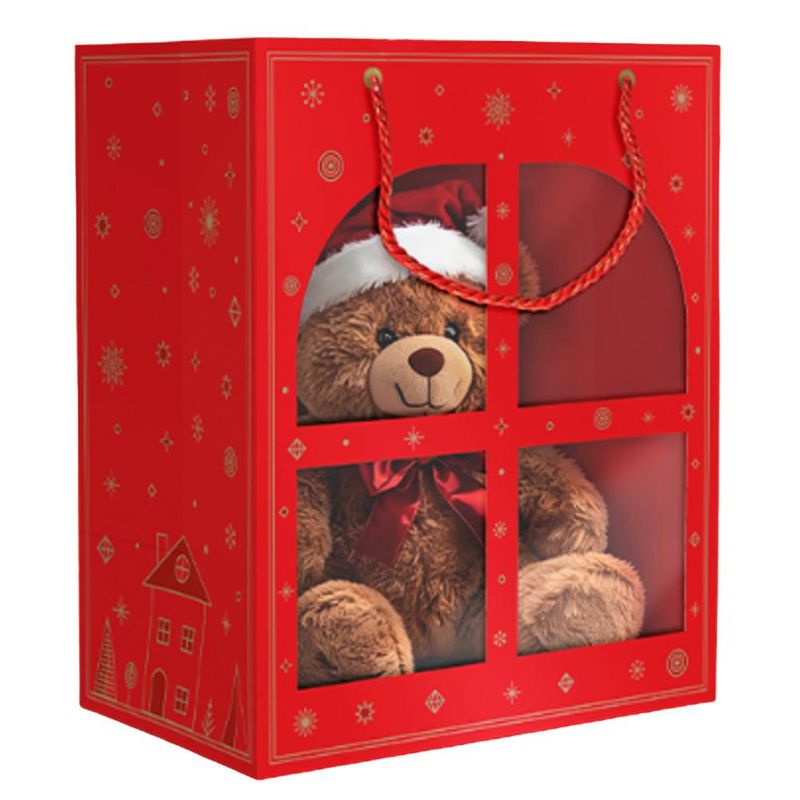 Sacola com Visor Janela Brilhos de Natal 22x14x26cm C6231 Ideia (01 unidade)
