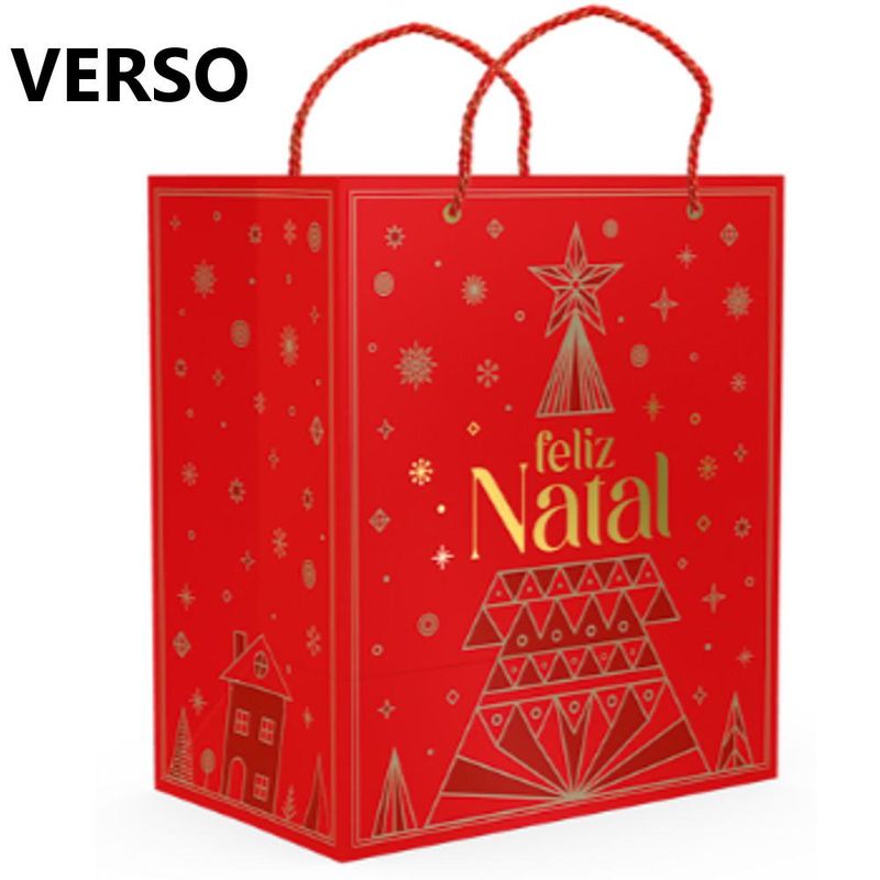 Sacola com Visor Janela Brilhos de Natal 22x14x26cm C6231 Ideia (01 unidade)
