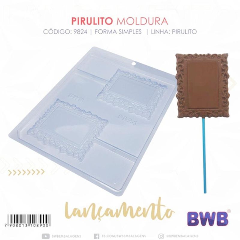 Forma de Acetato Simples Pirulito Moldura Ref. 9824 BWB (01 unidade)