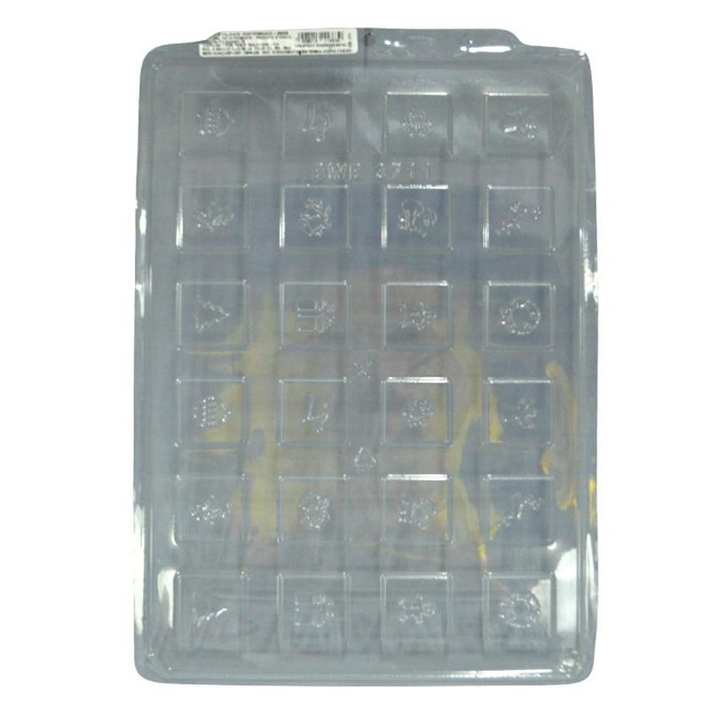 Forma de Acetato Simples Semiprofissional Tabletinho Quadrado Natal C/ 24 Cavidades 6gr Ref. 3711 BWB (01 unidade)