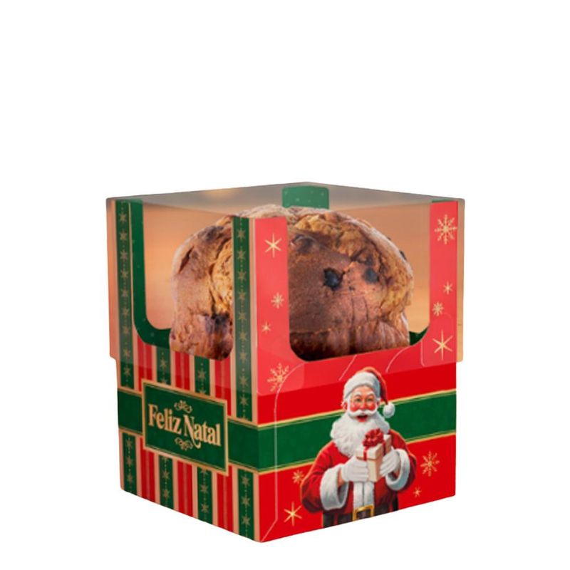 Caixa Encanto Mini Panetone Feliz Natal 70 a 100g 10x10x12cm C6157 Ideia (01 unidade)