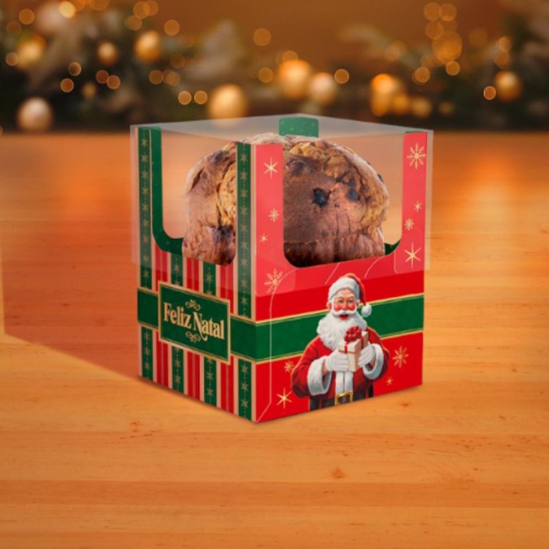 Caixa Encanto Mini Panetone Feliz Natal 70 a 100g 10x10x12cm C6157 Ideia (01 unidade)
