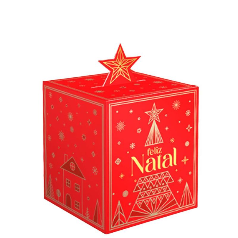 Caixa Pop Up Estrela Brilho Natal 10x10x12cm C6222 Ideia (01 unidade)
