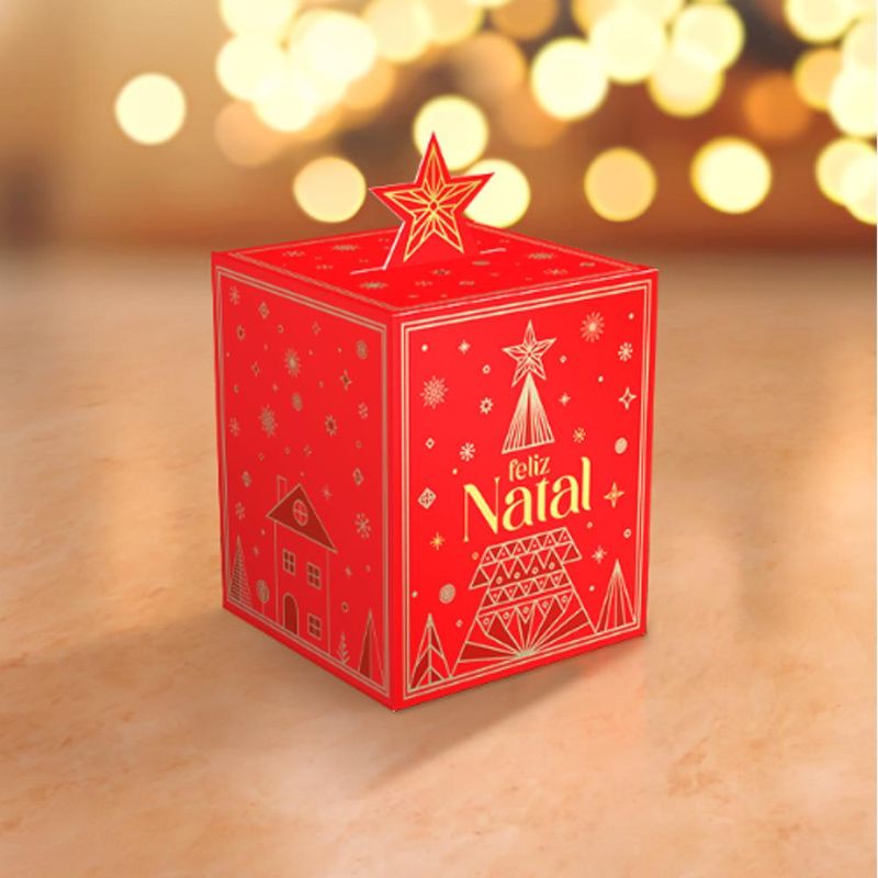 Caixa Pop Up Estrela Brilho Natal 10x10x12cm C6222 Ideia (01 unidade)