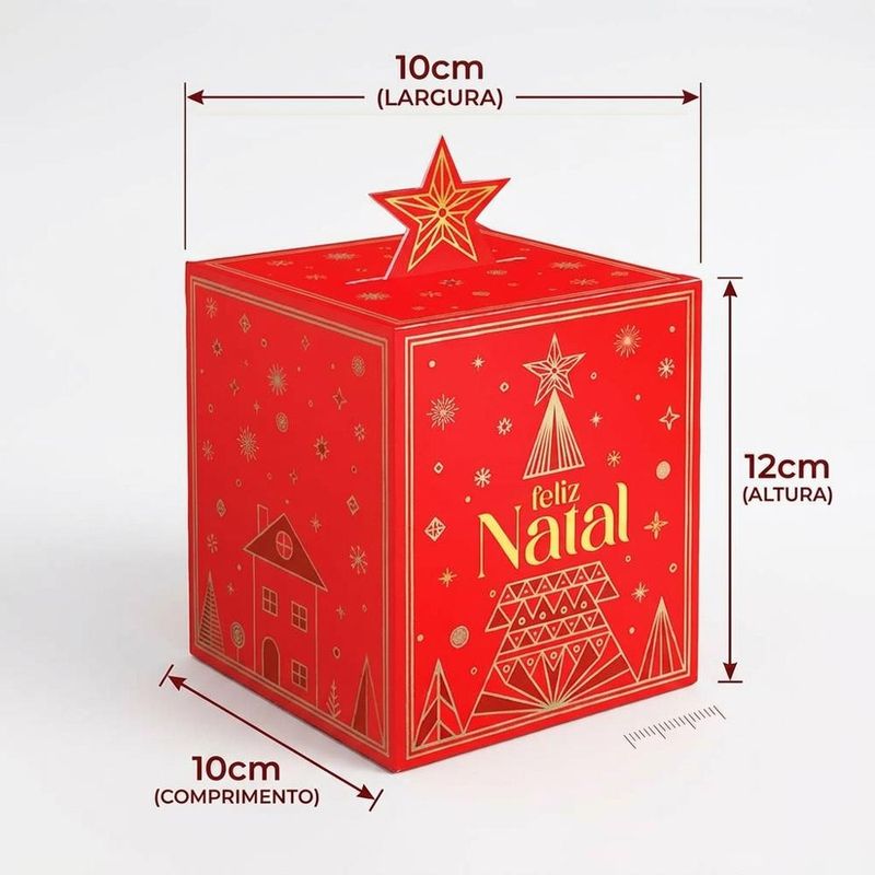 Caixa Pop Up Estrela Brilho Natal 10x10x12cm C6222 Ideia (01 unidade)