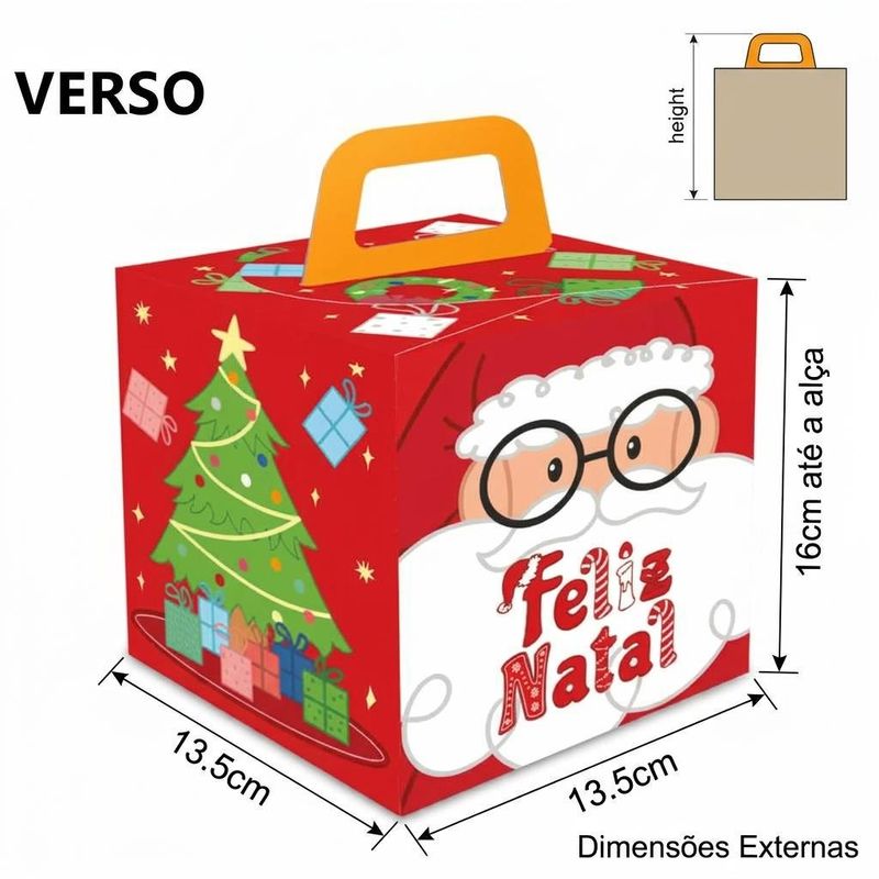 Caixa Soft com Visor Panetone até 300gr Natal Divertido 13.5x13.5x16cm C6241 Ideia (01 unidade)