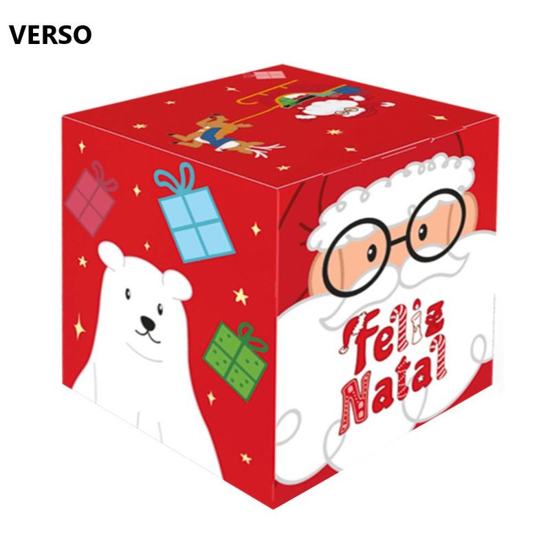 Caixa Classic com Visor Panetone Natal Divertido 15x15x17cm C6239 Ideia (01 unidade)