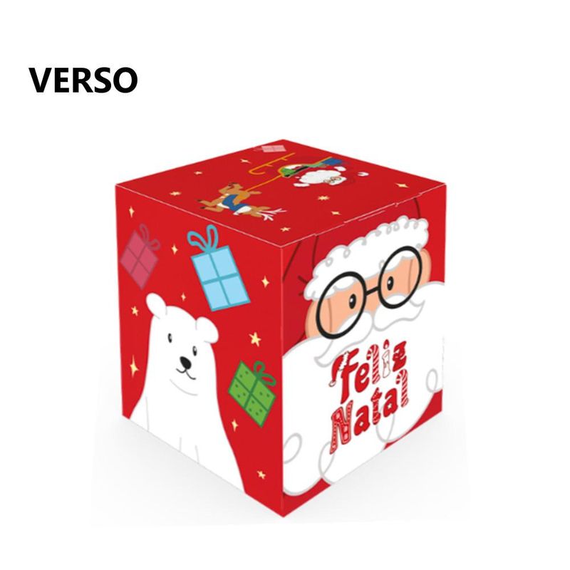 Caixa Classic com Visor Mini Panetone Natal Divertido 10x10x12cm C6238 Ideia (01 unidade)