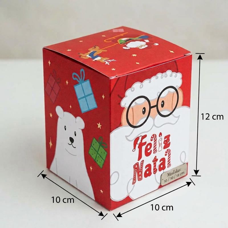 Caixa Classic com Visor Mini Panetone Natal Divertido 10x10x12cm C6238 Ideia (01 unidade)