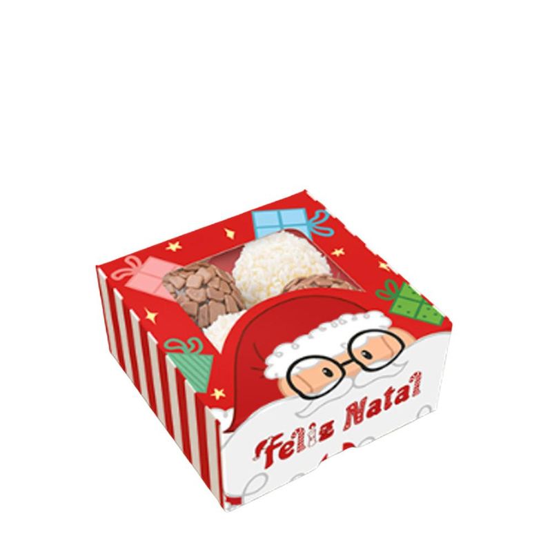 Caixa Practice com Visor para 4 Doces Natal Divertido 8x8x4cm C6247 ideia (01 unidade)