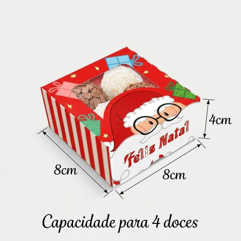 Caixa Practice com Visor para 4 Doces Natal Divertido 8x8x4cm C6247 ideia (01 unidade)
