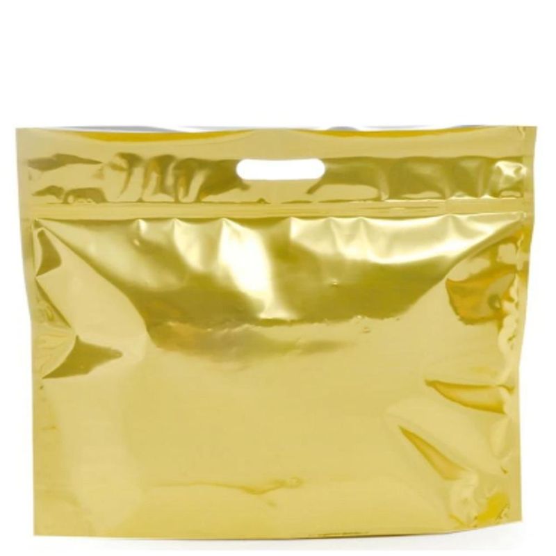 Sacola de PET Laminada Sanfonada Dourado C/ Zíper 46x43x5cm Ref. 2708012 Cromus (1 unidade)