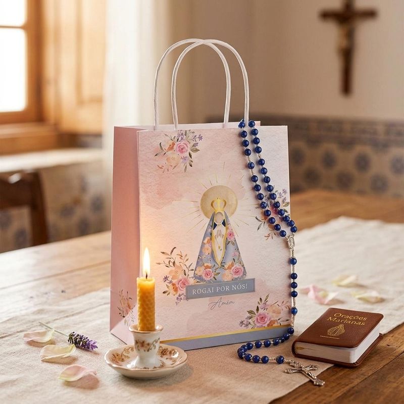 Sacola de Papel Nossa Senhora Aparecida 21x14.5x7.5cm Ref. 14002320 Cromus (01 unidade)