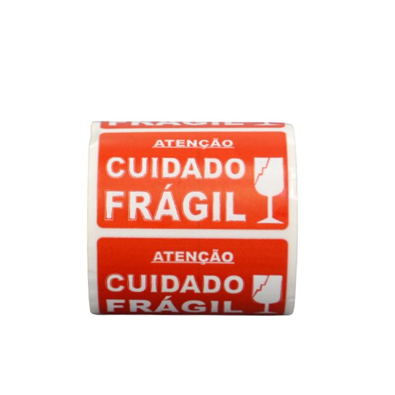 Etiqueta Adesiva de Papel Couchê Atenção Cuidado Frágil 60x40mm AS Etiquetas (500 etiquetas)