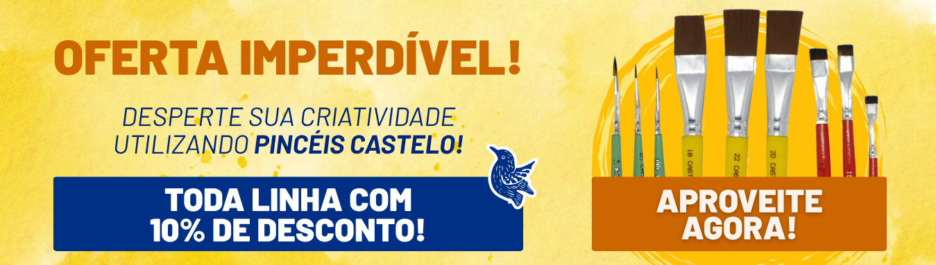 Pincel Artístico Formato Chato C/ Cabo Curto Pêlo Macio Tipo Pônei Ref. C511 Castelo da Arte